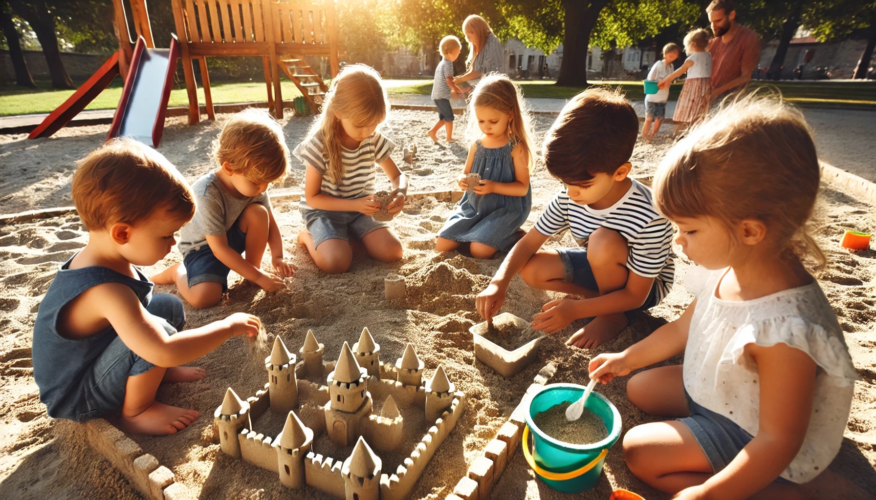 Enfants jouant dans le bac à sable